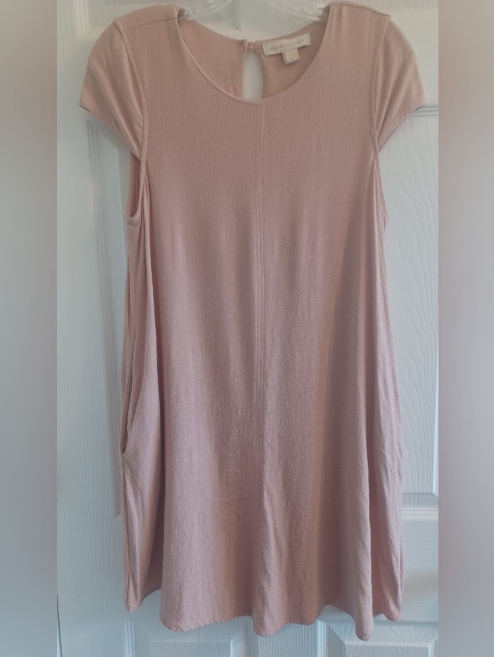 Monteau Dusty Pink Linen Midi Dress Coastal Minimalist
